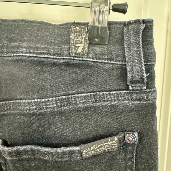 7 For All Mankind Women's Cropped Alexa Black Wide-Leg Jeans - Picture 7 of 9